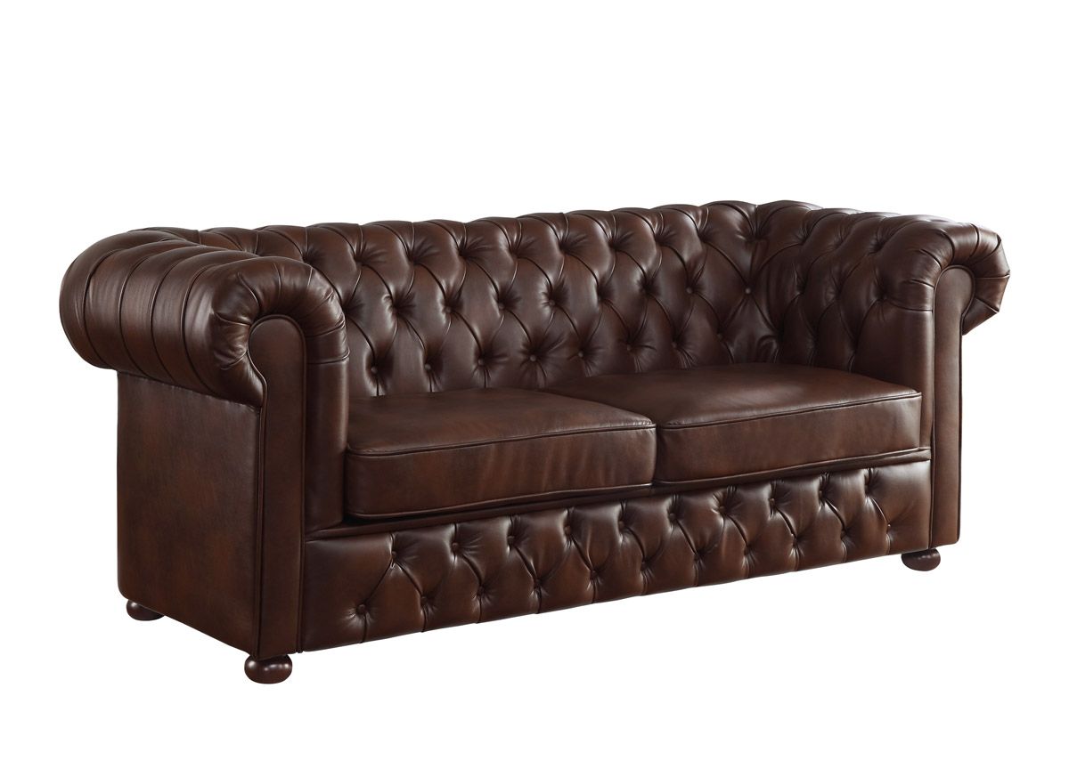 Paris Brown Leather Chesterfield Sofa