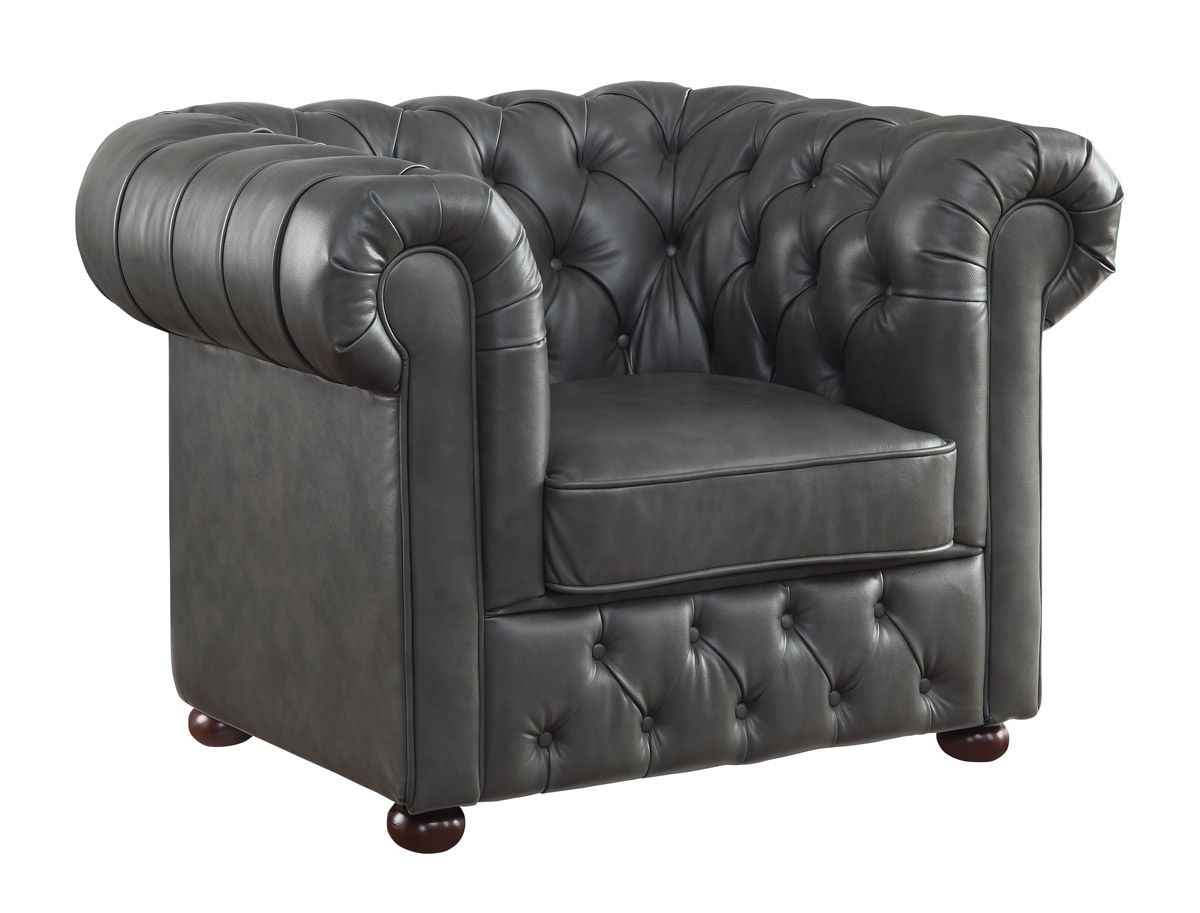 Paris Grey Leather Chesterfield Chair