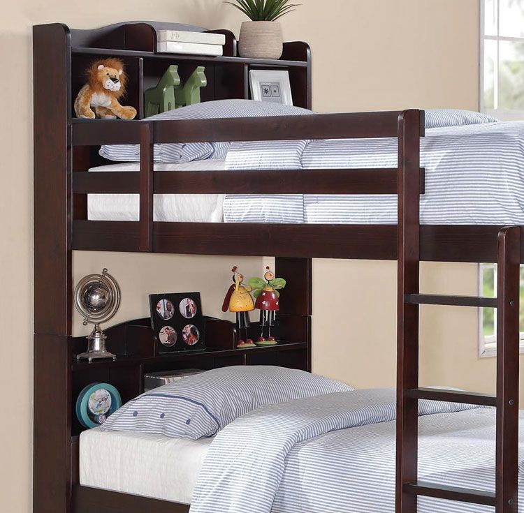 Parker Twin Over Twin Bunk Bed,Parker Bookcase Headboard Bunk Bed