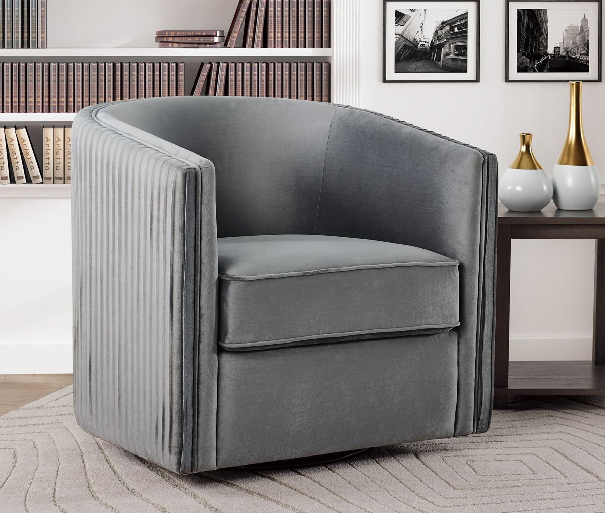 Parton Grey Velvet Accent Chair