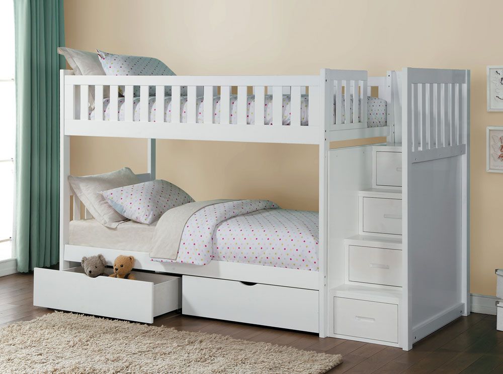 Pattin White Bunkbed With Two Drawers