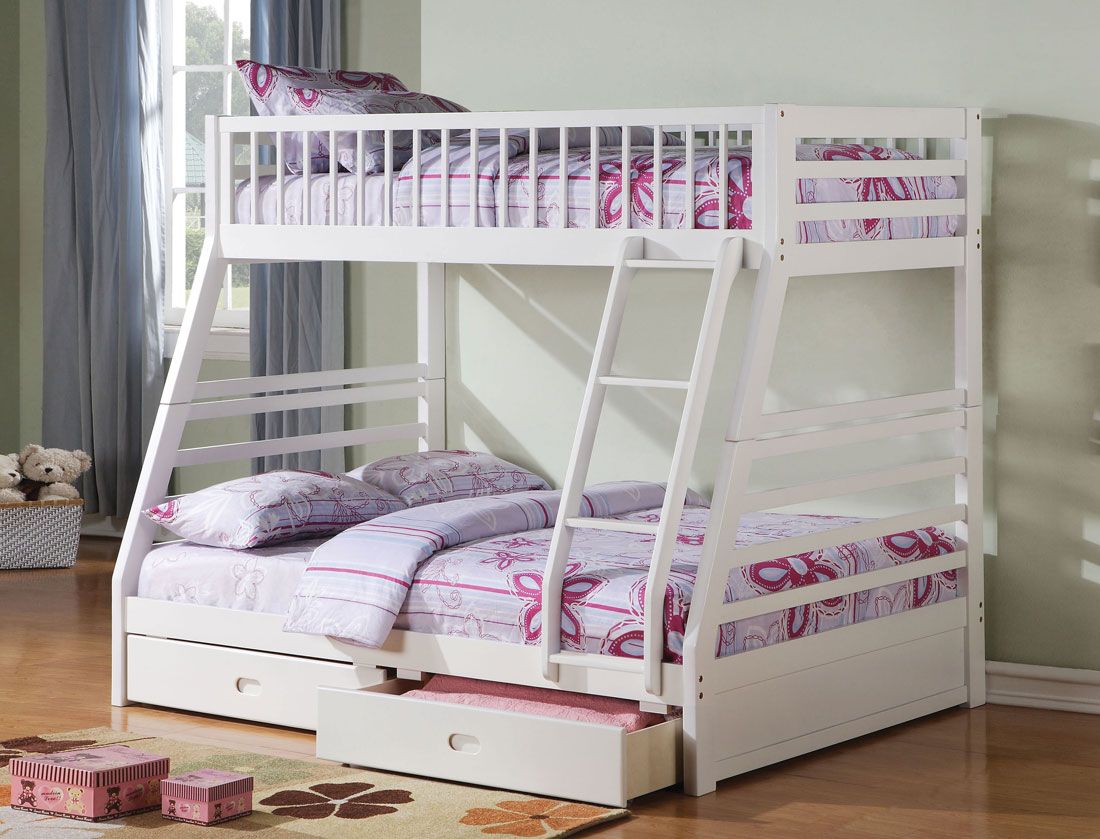 Patton White Finish Bunkbed With Drawers