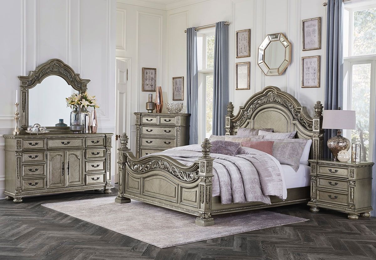 Pecardo Platinum Gold Bedroom Collection