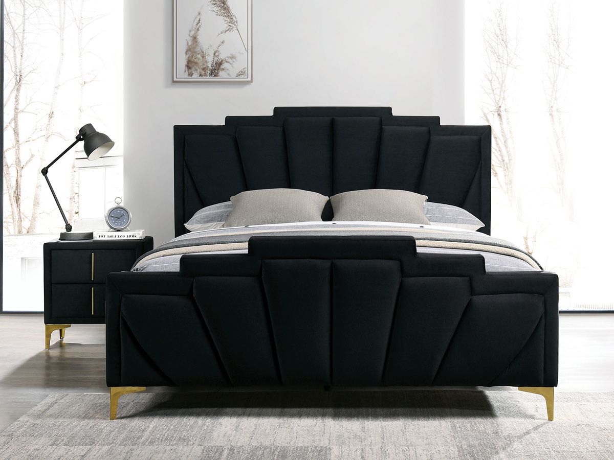 Pecos Black Flannelette Modern Bed