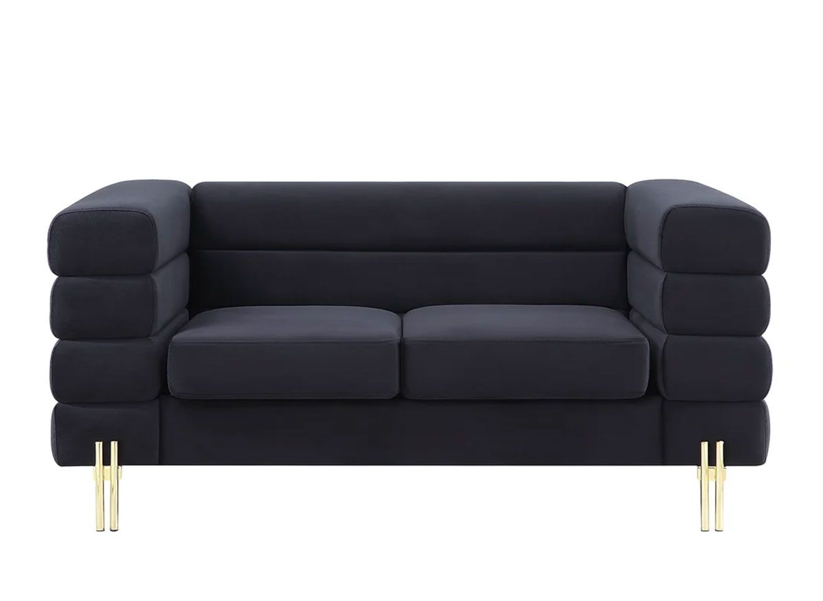 Pedro Black Velvet Modern Loveseat