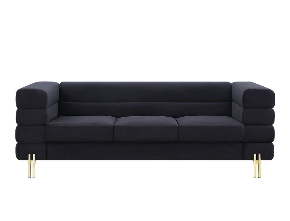 Pedro Black Velvet Modern Sofa