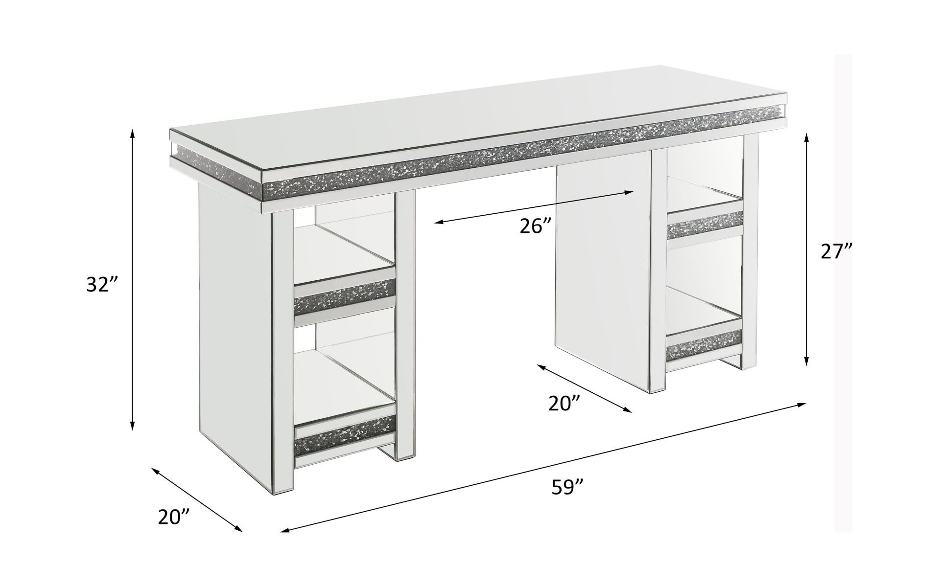 Perna Mirrored Office Desk Dimention