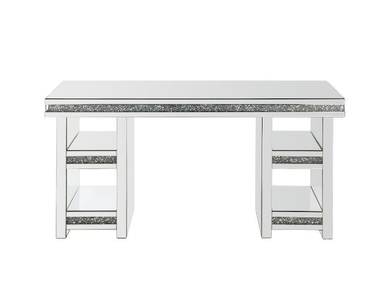 Perna Mirrored Office Desk With Glitters