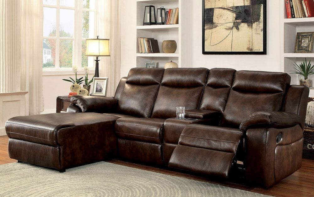 Phantom Brown Leather Recliner Sectional