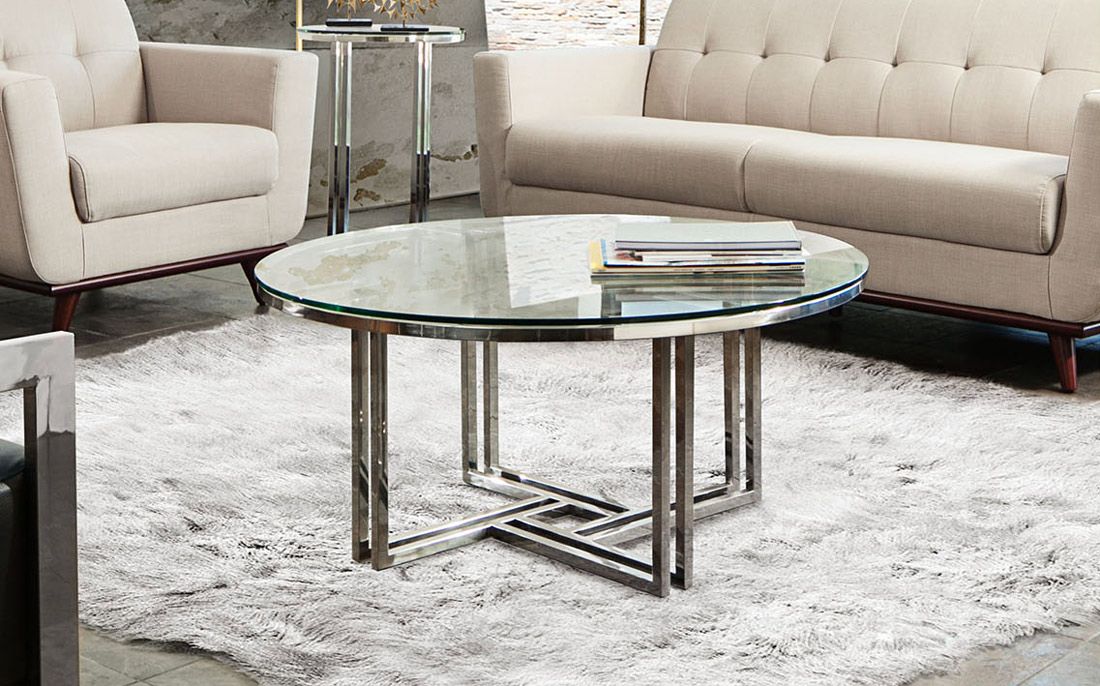 Piano Round Glass Top Coffee Table