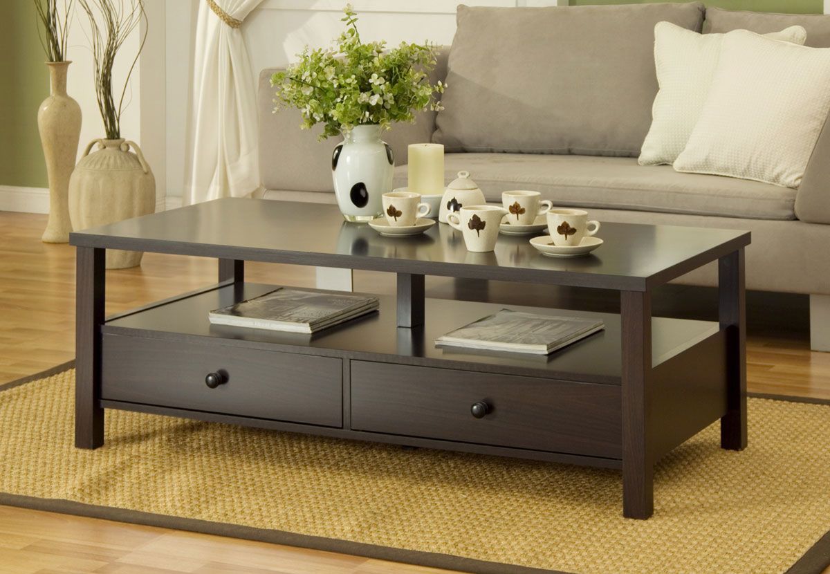 Pierce Espresso Finish Storage Coffee Table