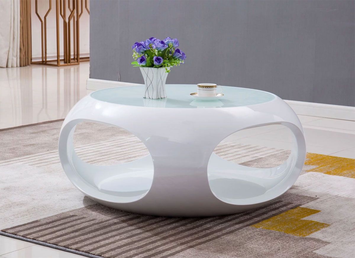 Planet Modern White Lacquer Coffee Table