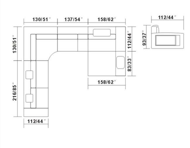 Polaris Sectional Dimentions