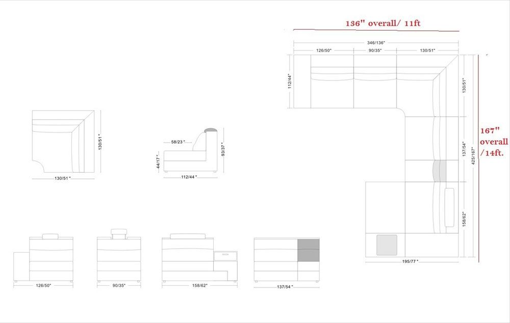 Polaris Sectional Dimensions