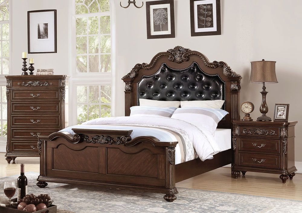Ponderosa Bed With Leatherette Headboard