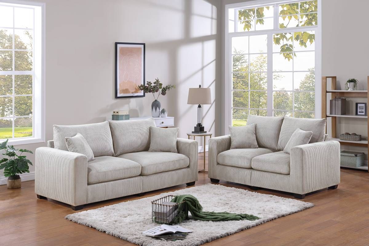 Porter ivory Corduroy 2-Piece Sofa Set
