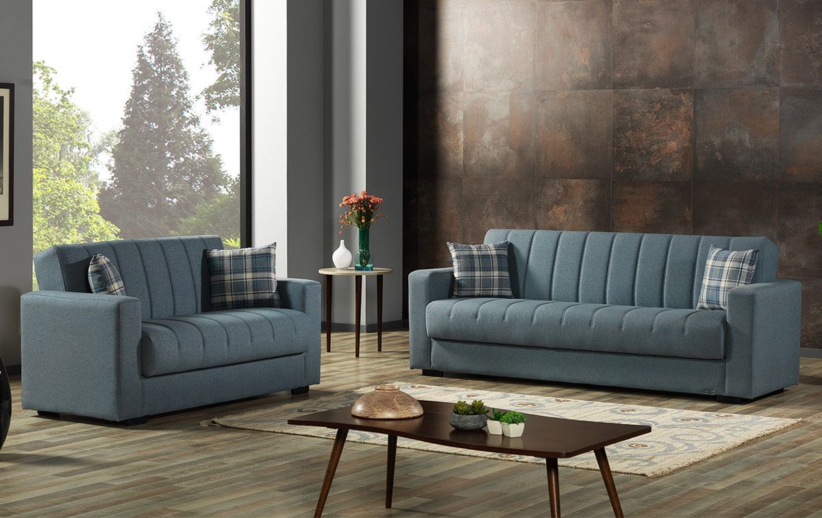 Portland Blue Fabric Sofa Sleeper