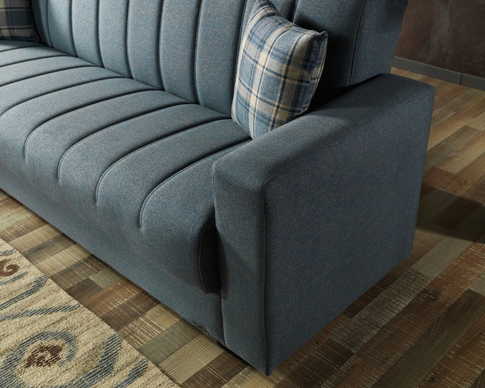 Portland Blue Fabric Sofa Armrest