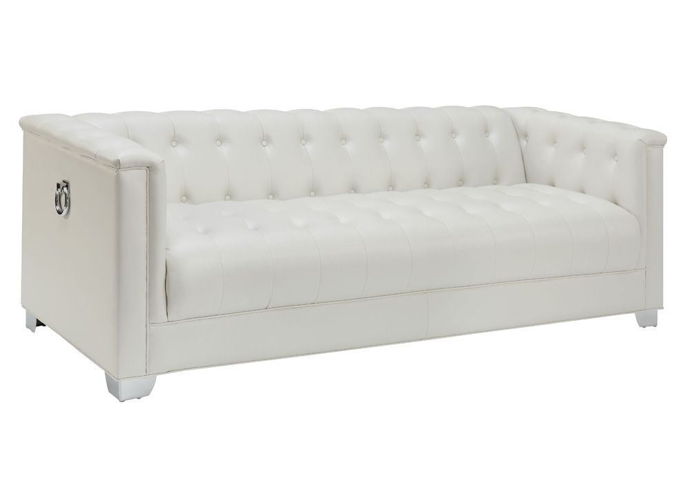 Prague Pearl White Leather Sofa