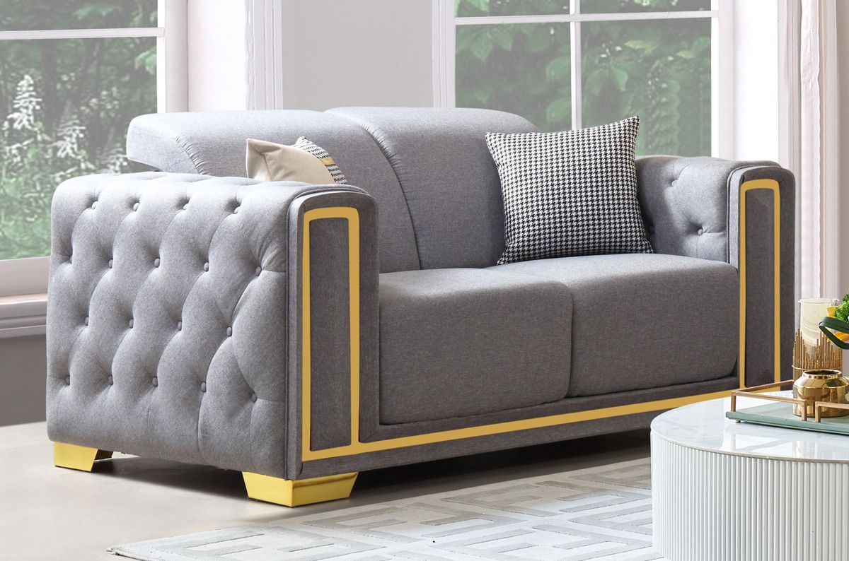 Praten Modern Loveseat With Gold Accents