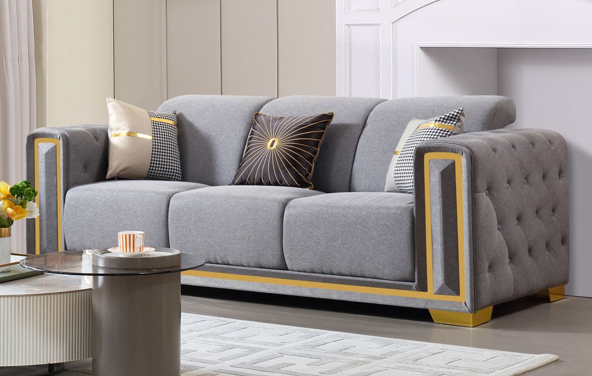 Praten Modern Sofa With Gold Accents