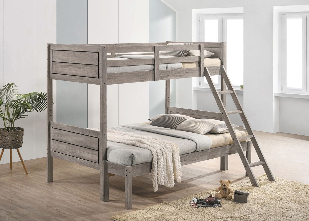 Prismo Twin Over Full Bunk Bed Rustic Taupe Finish