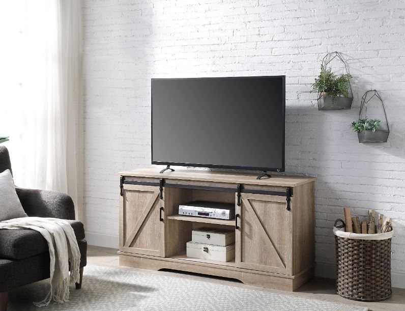 Quent TV Console Rustic Oak Finish