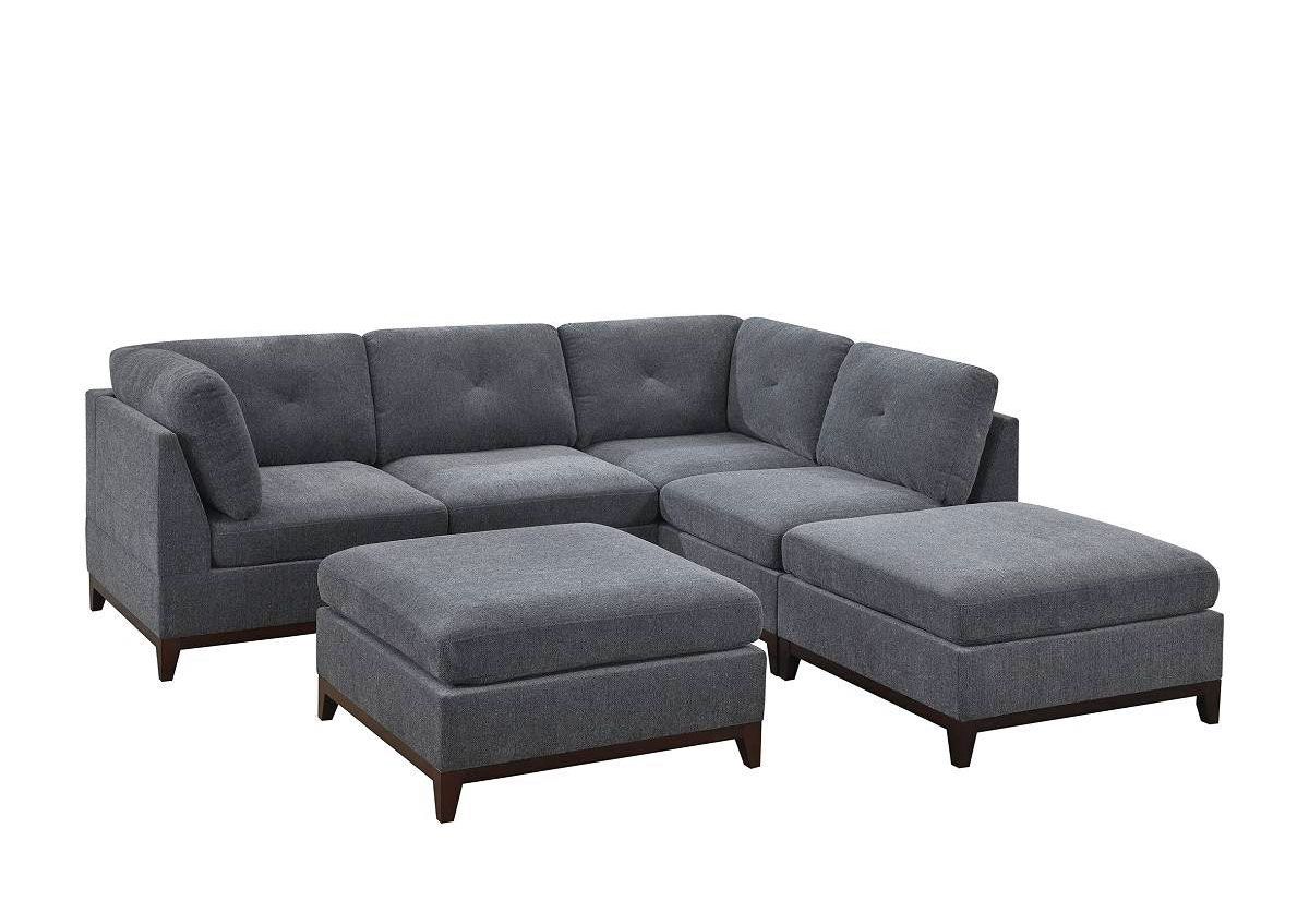 Quitaque Grey Chenille 6-Piece Modular Sectional