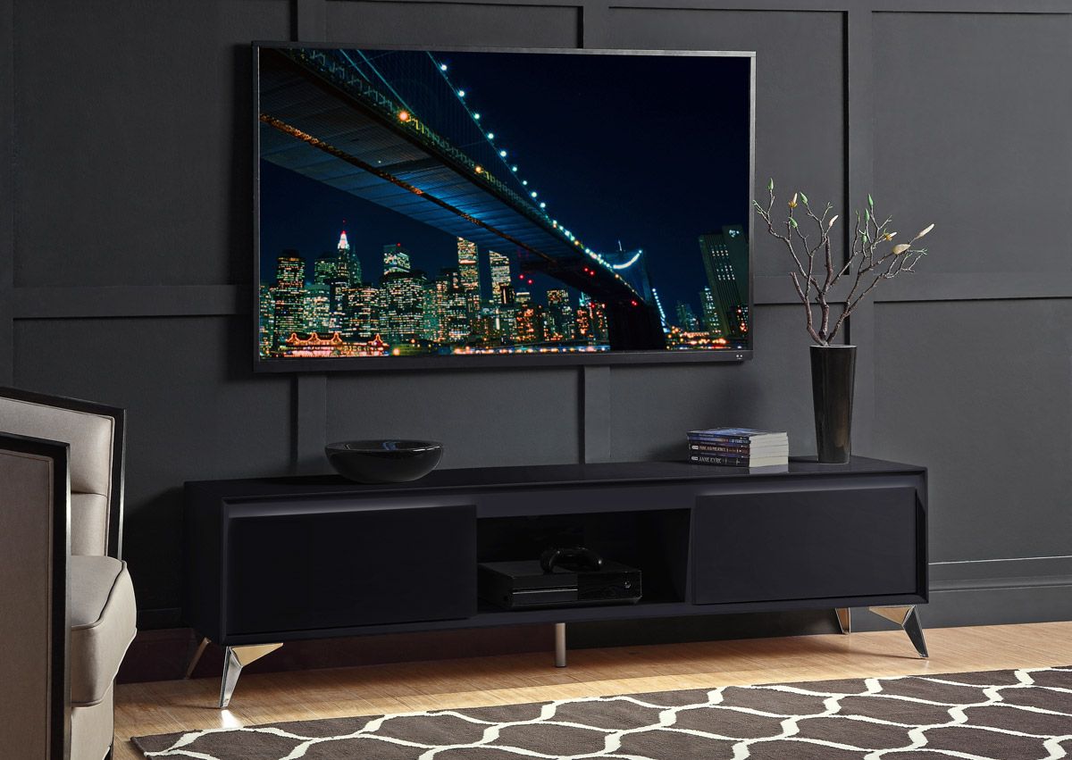 Rada Black Finish TV Stand With LED Light