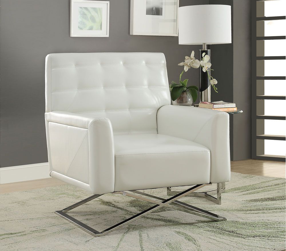 Raffi White Leather Accent Chair