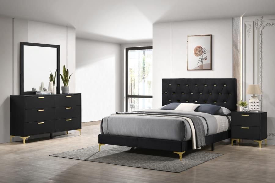 Raina Black Velvet Bedroom Set