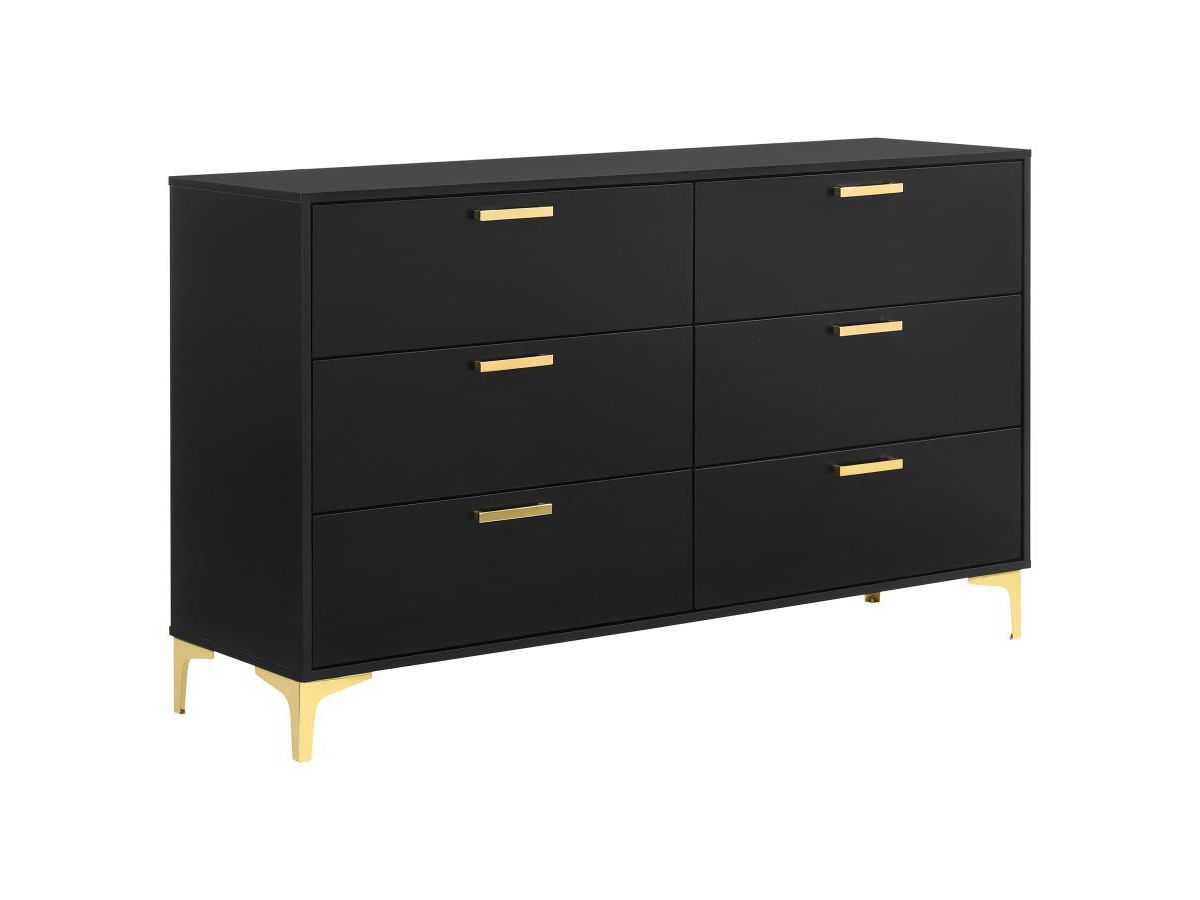 Raina Black Dresser With Gold Accents