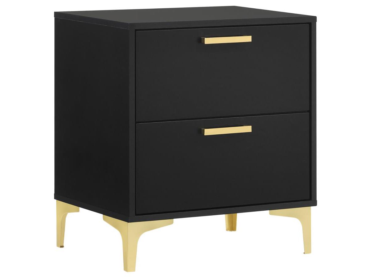 Raina Black Night Stand With Gold Accents