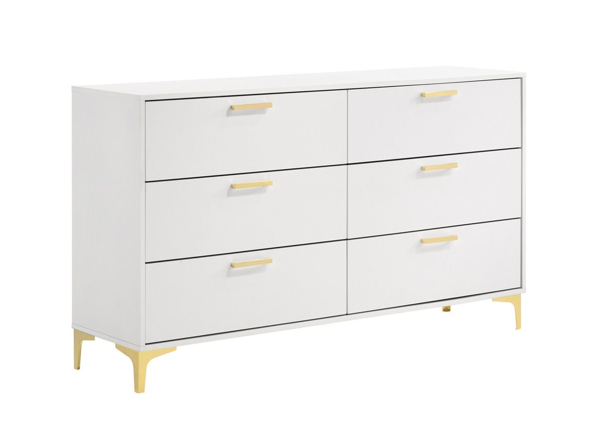 Raina White Dresser With Gold Accents