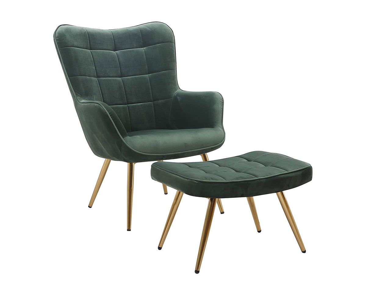 Rana Green Velvet Accent Chair Set
