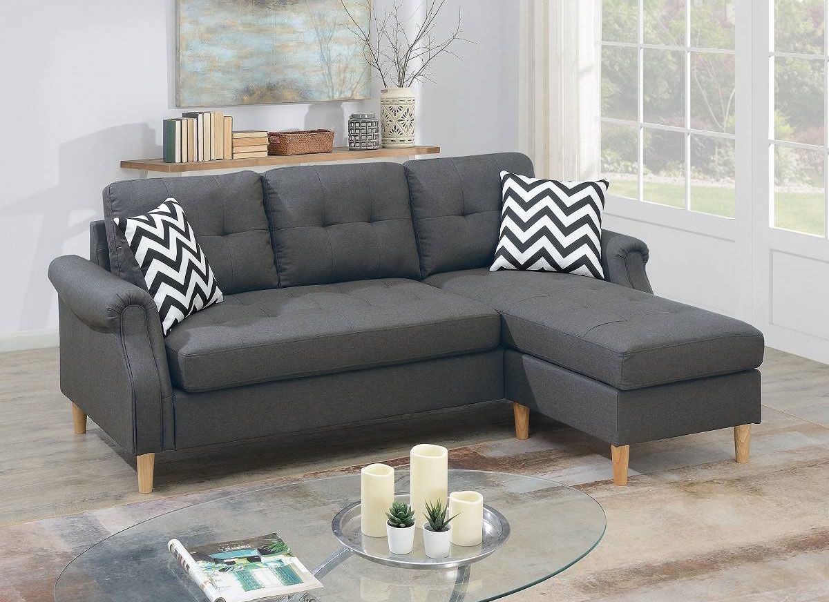 Randa Grey Linen Reversible Sectional