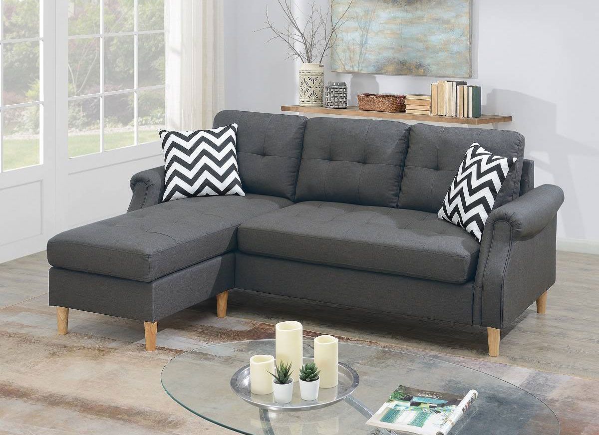 Randa Grey Linen Sectional Sofa