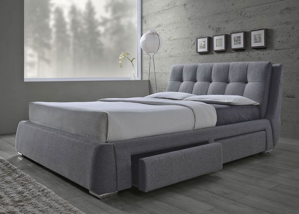 Randale Grey Fabric Storage Bed