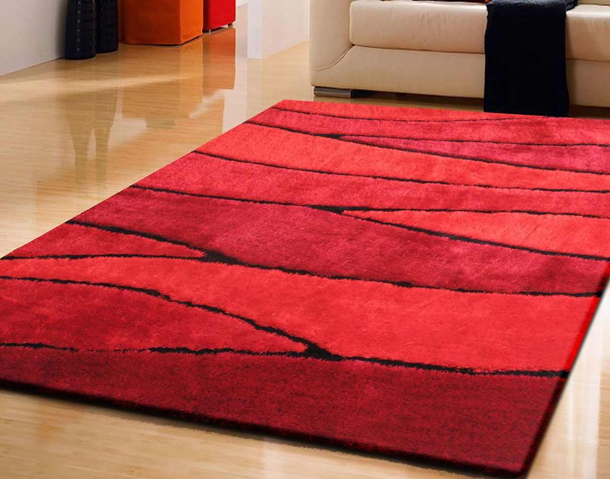 Red Living Shag Rug Design 120