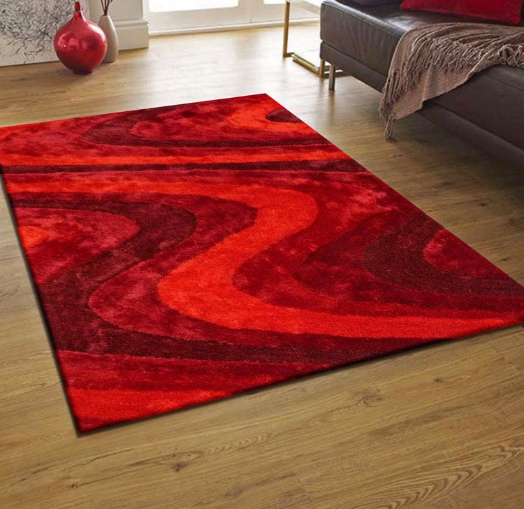 Red Living Shag Area Rug 112