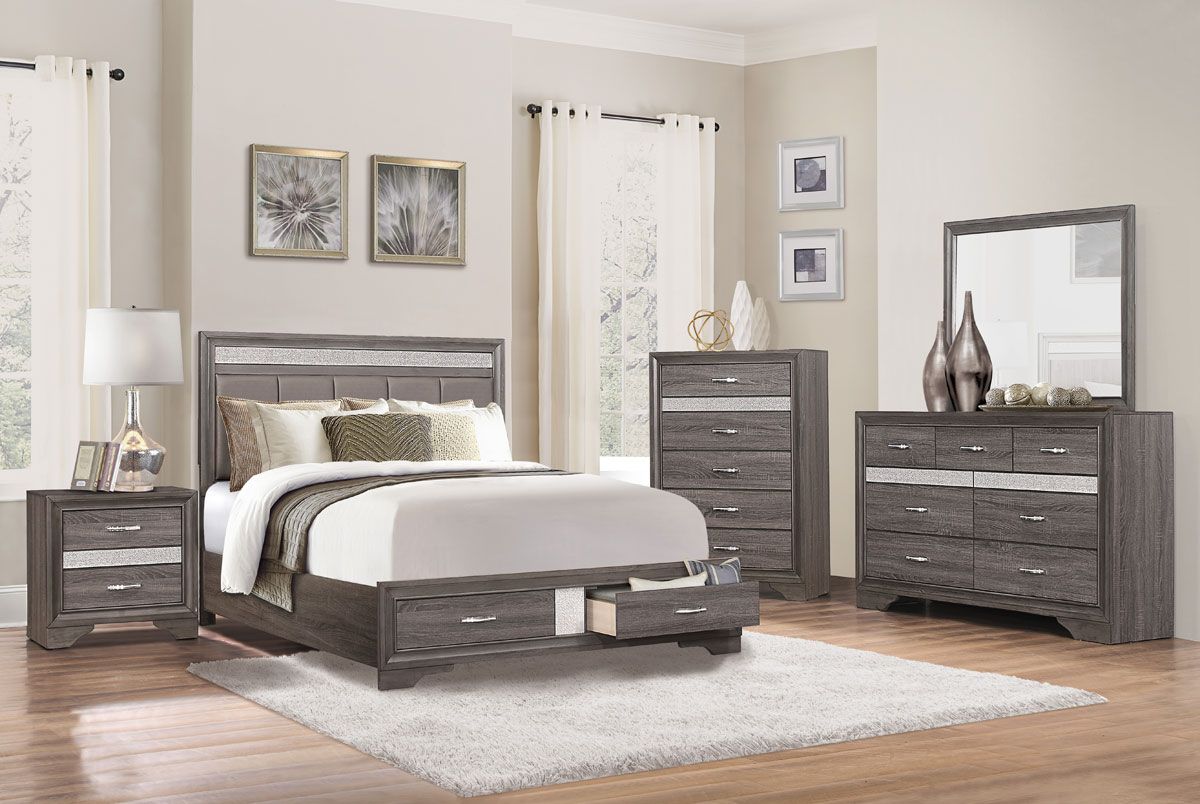 Redondo Rustic Grey Finish Bedroom Set