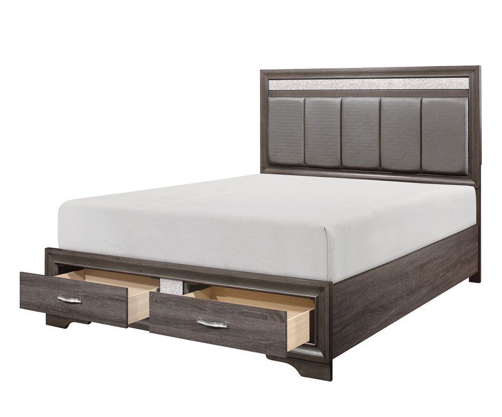 Redondo Rustic Grey Finish Storage Bed