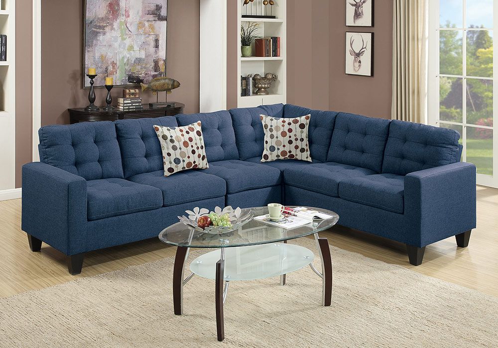 Reeve Modular Sectional Navy Linen Fabric