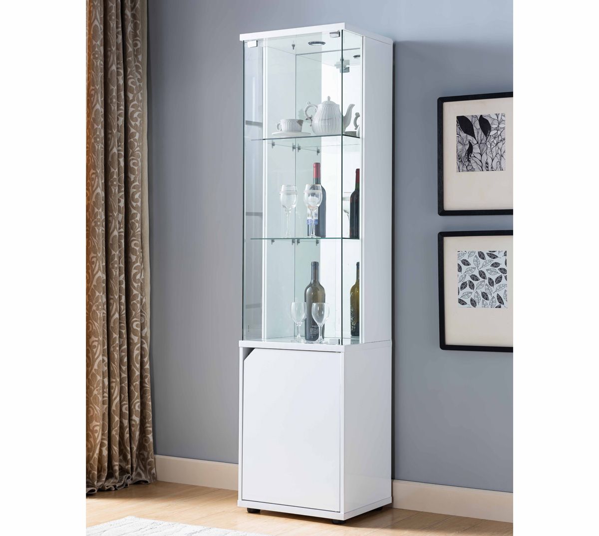 Regina White Lacquer Curio Cabinet