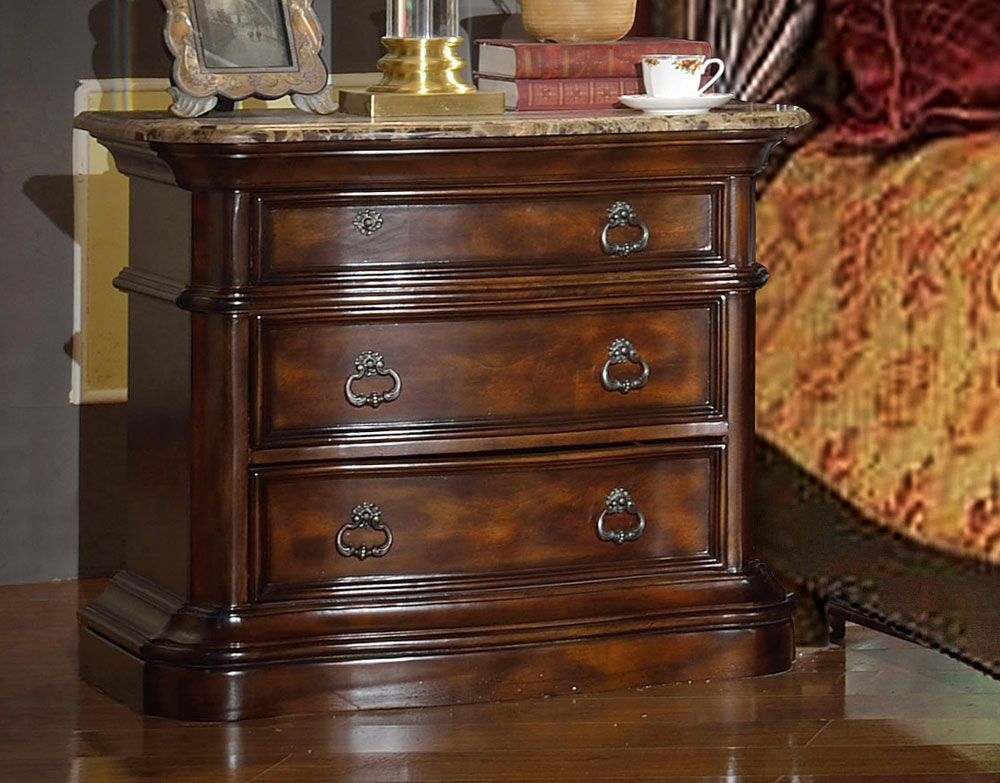 Remo Victorian Style Night Stand Marble Top