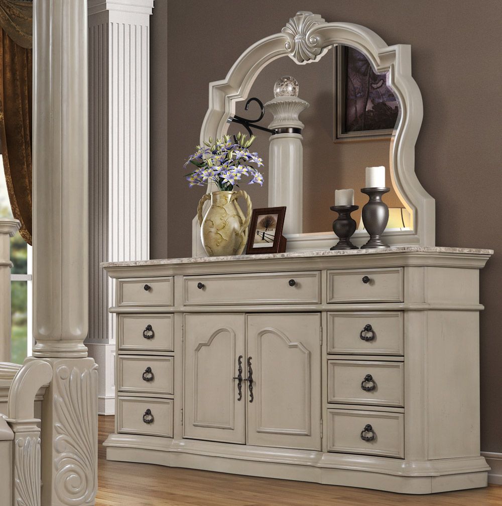 Remo Antique White Finish Dresser