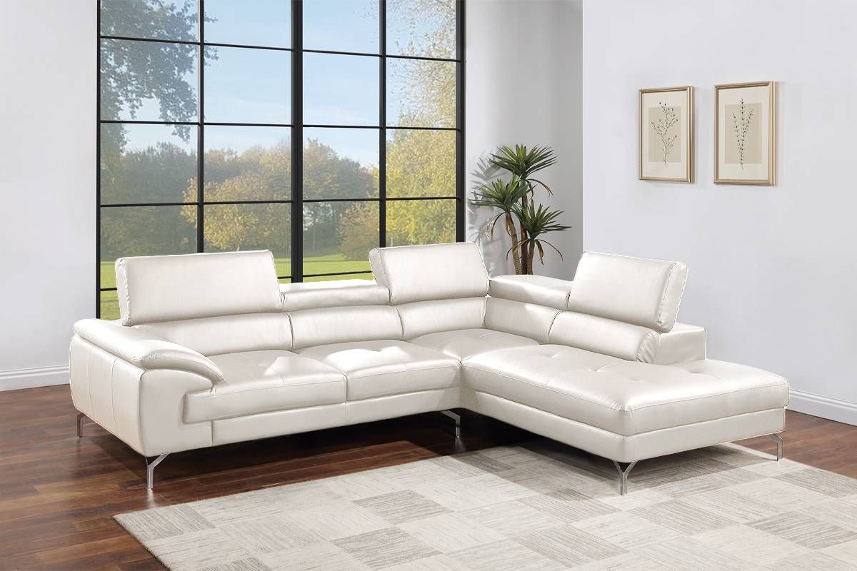 Renata White Leather Sectional