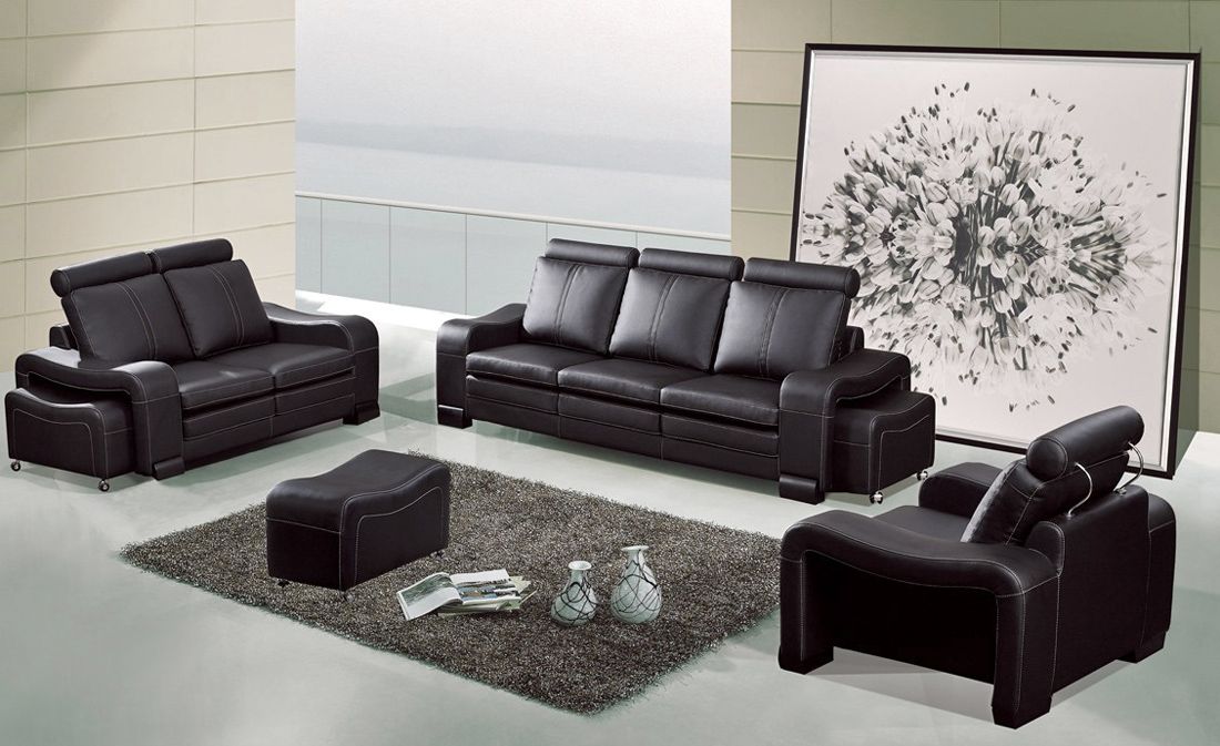 Rene Contemporary Leather Sofa Set