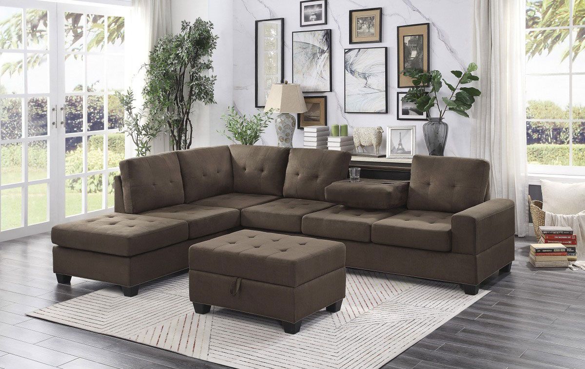 Renton Chocolate Microfiber Sectional