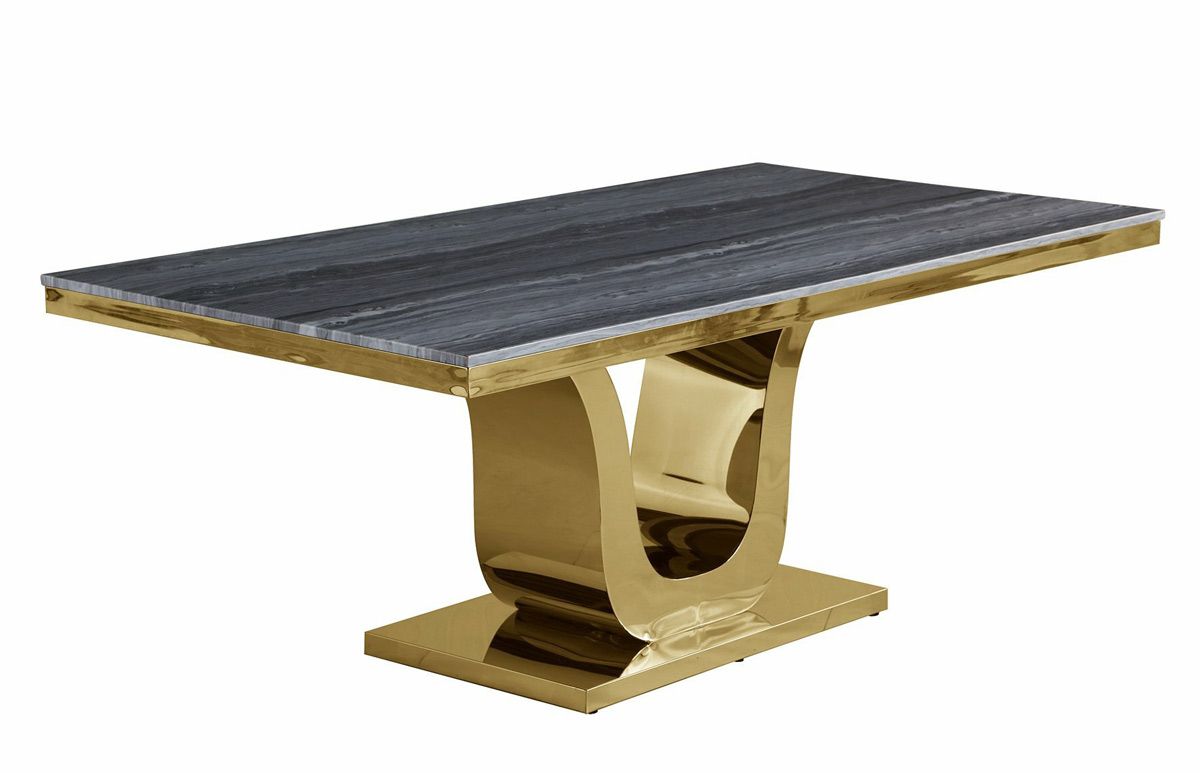 Reyna Marble Top Dining Table Gold Base